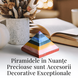 Piramida 80mm din Pietre Naturale Semipretioase pentru Cele 7 Chakre