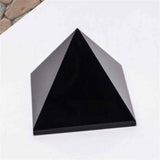 Generator de energie unic din cristal natural de Obsidian Negru in forma de piramida 8 cm