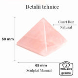 Piramida Cuart Roz Brut Lucrata Manual 5.5x5.5x3 cm - Armonie si Vindecare