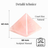 Piramida Cuart Roz Brut Lucrata Manual 5.5x5.5x3 cm - Armonie si Vindecare