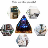 Piramida de Energie Orgonica 6 cm cu Cristale de Vindecare specifice Zodiei Berbec pentru Relaxare, Meditatie si Ornament