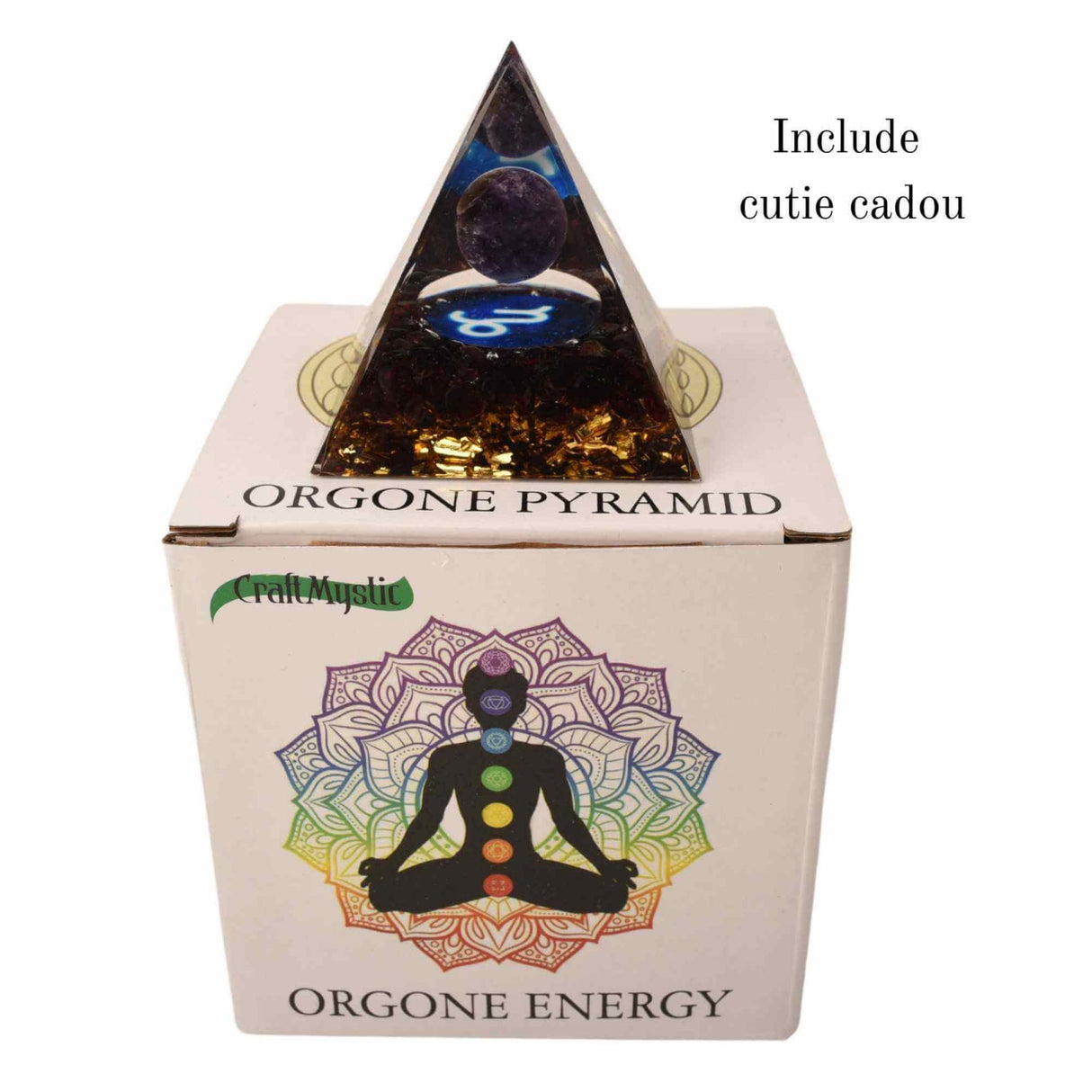 Piramida de Energie Orgonica 6 cm cu Cristale de Vindecare specifice Zodiei Berbec pentru Relaxare, Meditatie si Ornament