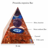 Piramida de Energie Orgonica 6 cm cu Cristale de Vindecare specifice Zodiei Berbec pentru Relaxare, Meditatie si Ornament