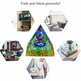 Piramida de Energie Orgonica 6 cm cu Cristale de Vindecare specifice Zodiei Berbec pentru Relaxare, Meditatie si Ornament