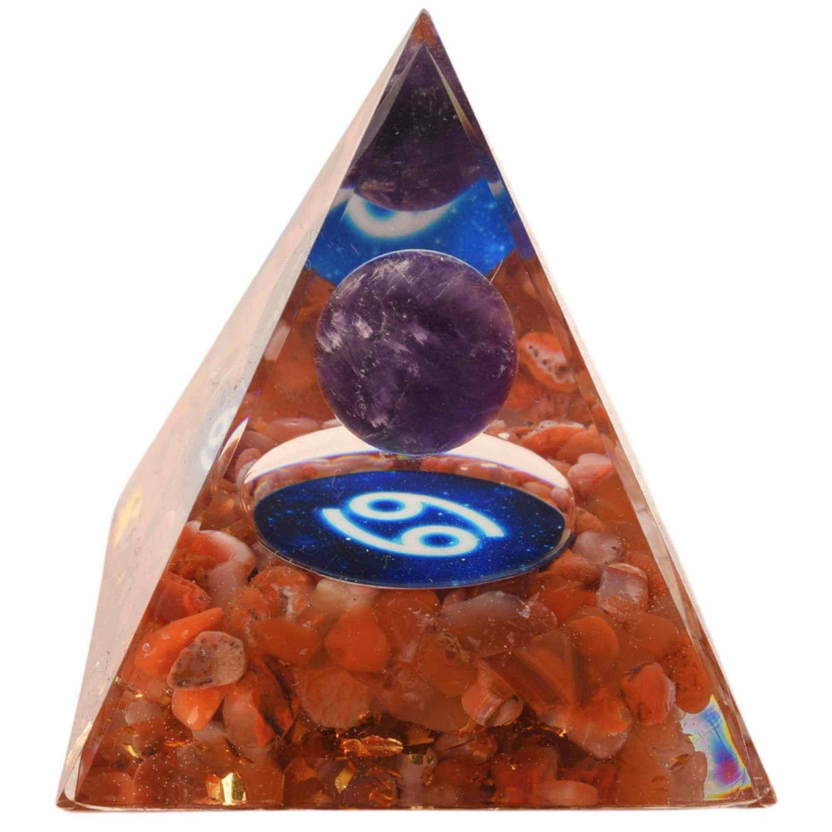 Piramida de Energie Orgonica 6 cm cu Cristale de Vindecare specifice Zodiei Berbec pentru Relaxare, Meditatie si Ornament