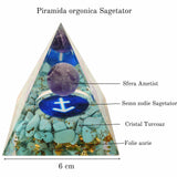 Piramida de Energie Orgonica 6 cm cu Cristale de Vindecare specifice Zodiei Berbec pentru Relaxare, Meditatie si Ornament