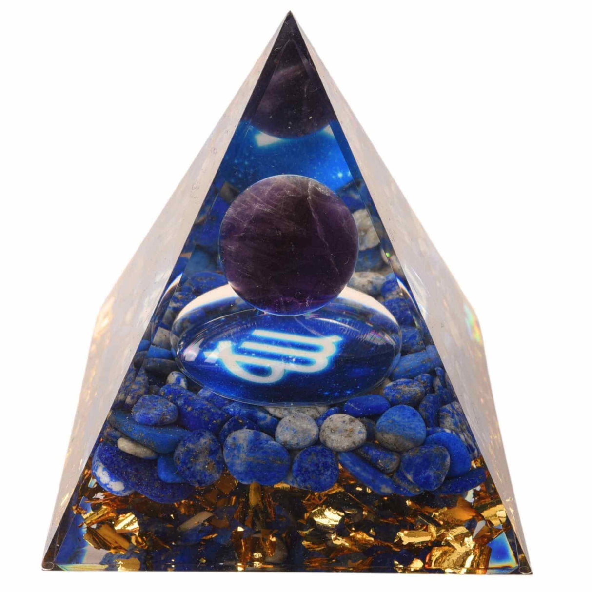 Piramida de Energie Orgonica 6 cm cu Cristale de Vindecare specifice Zodiei Berbec pentru Relaxare, Meditatie si Ornament