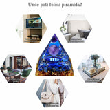 Piramida de Energie Orgonica 6 cm cu Cristale de Vindecare specifice Zodiei Berbec pentru Relaxare, Meditatie si Ornament