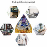 Piramida de Energie Orgonica 6 cm cu Cristale de Vindecare specifice Zodiei Berbec pentru Relaxare, Meditatie si Ornament