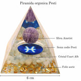 Piramida de Energie Orgonica 6 cm cu Cristale de Vindecare specifice Zodiei Berbec pentru Relaxare, Meditatie si Ornament