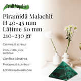 Piramida Malachit natural H 40-45 mm Latime 60 mm 210-230 gr - Sursa de Echilibru și Armonie