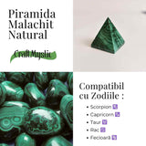 Piramida Malachit natural H 5 - 5.3 cm Latime 4.4 - 5.3 cm 163-190 gr - Claritate Mentala si Focus