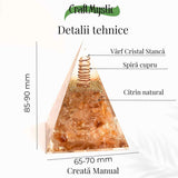 Piramida Orgonica cu Citrin Natural - Prosperitate, Energie Pozitiva si Claritate Mentala