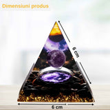 Piramida Orgonica 6 cm cu Ametist si Obsidian - Protectie si Echilibru Energetic