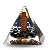 Piramida Orgonica Obsidian cu Varf de Cuart de Stanca si Spirala de Cupru - Protectie