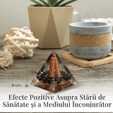 Piramida Orgonica Obsidian cu Varf de Cuart de Stanca si Spirala de Cupru - Protectie