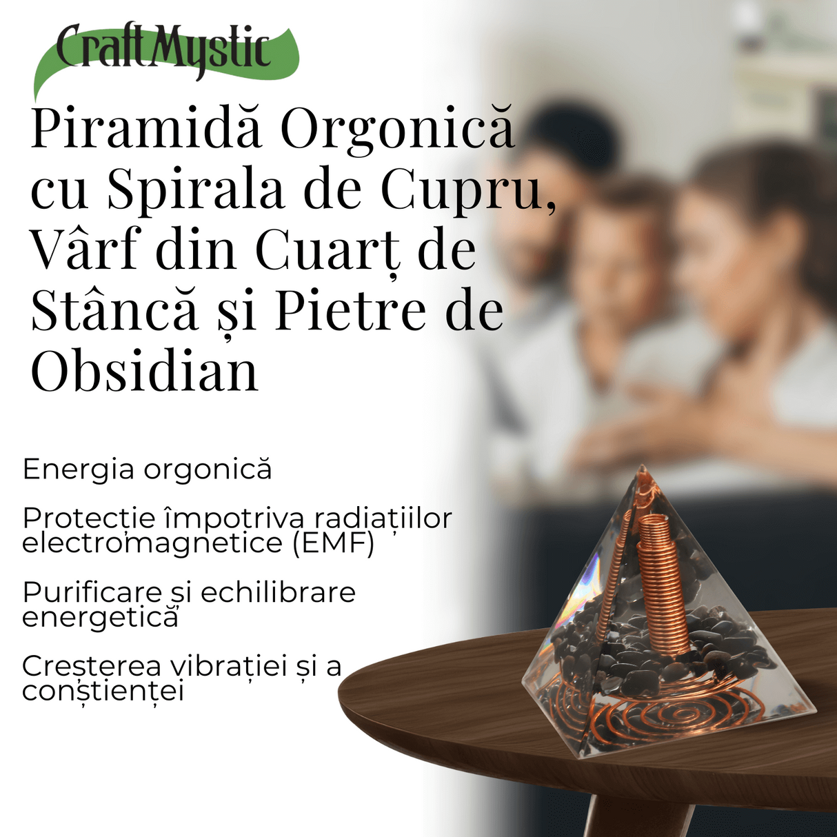 Piramida Orgonic Obsidian 60mm - Protectie, Claritate si Transformare Interioara