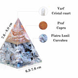 Piramida Inspirationala Orgonica pentru Succes | Piramida Orgone din Piatra Lunii Curcubeu - Liniste - Dezvoltare - Putere