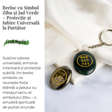 Breloc cu simbol Zibu si jad verde - Protectie si iubire universala la purtator