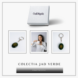 Breloc cu simbol Zibu si jad verde - Protectie si iubire universala la purtator