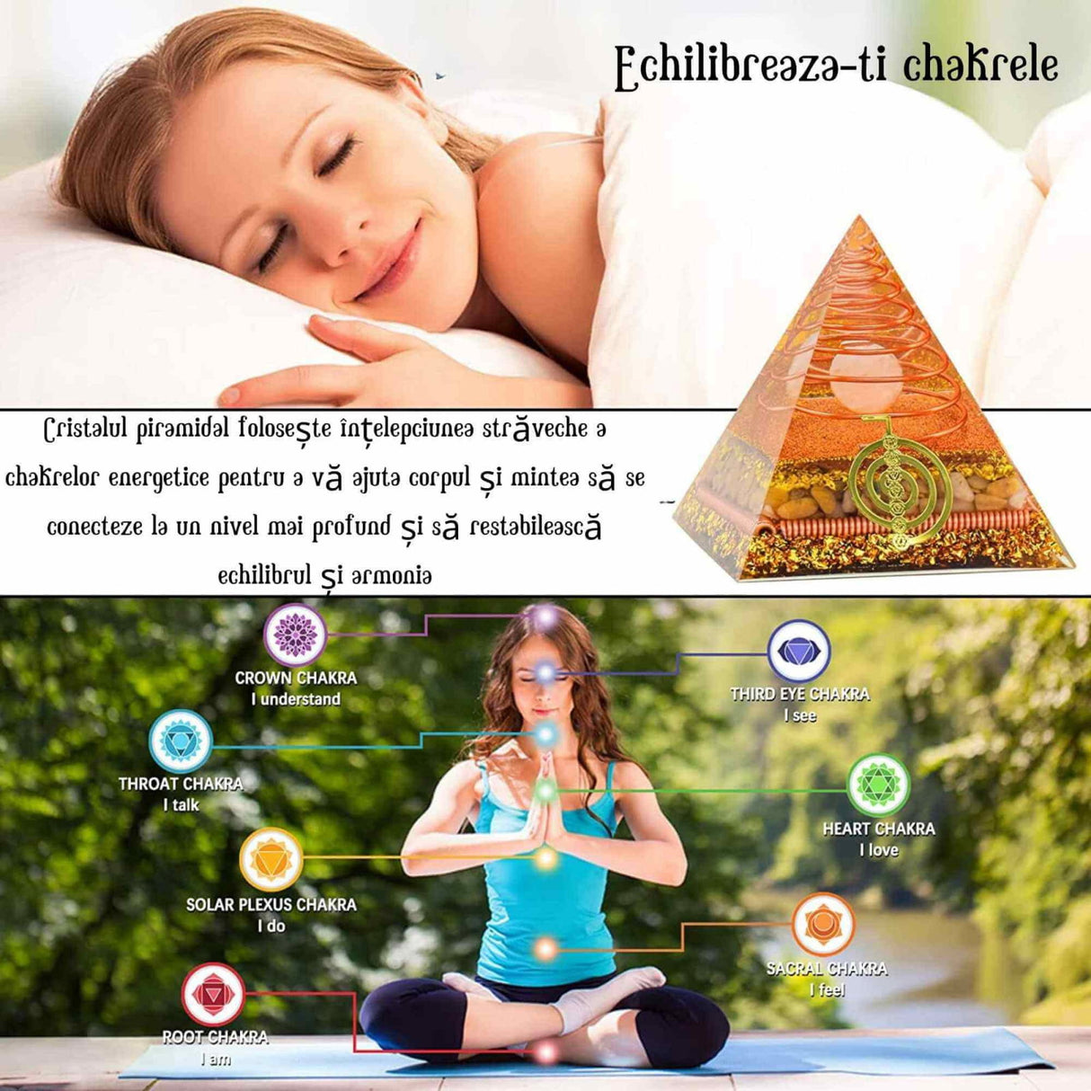 Piramida Orgonit 8.5 cm pentru energie pozitiva, echilibrare spirituala si protectie impotriva emisiilor electromagnetice