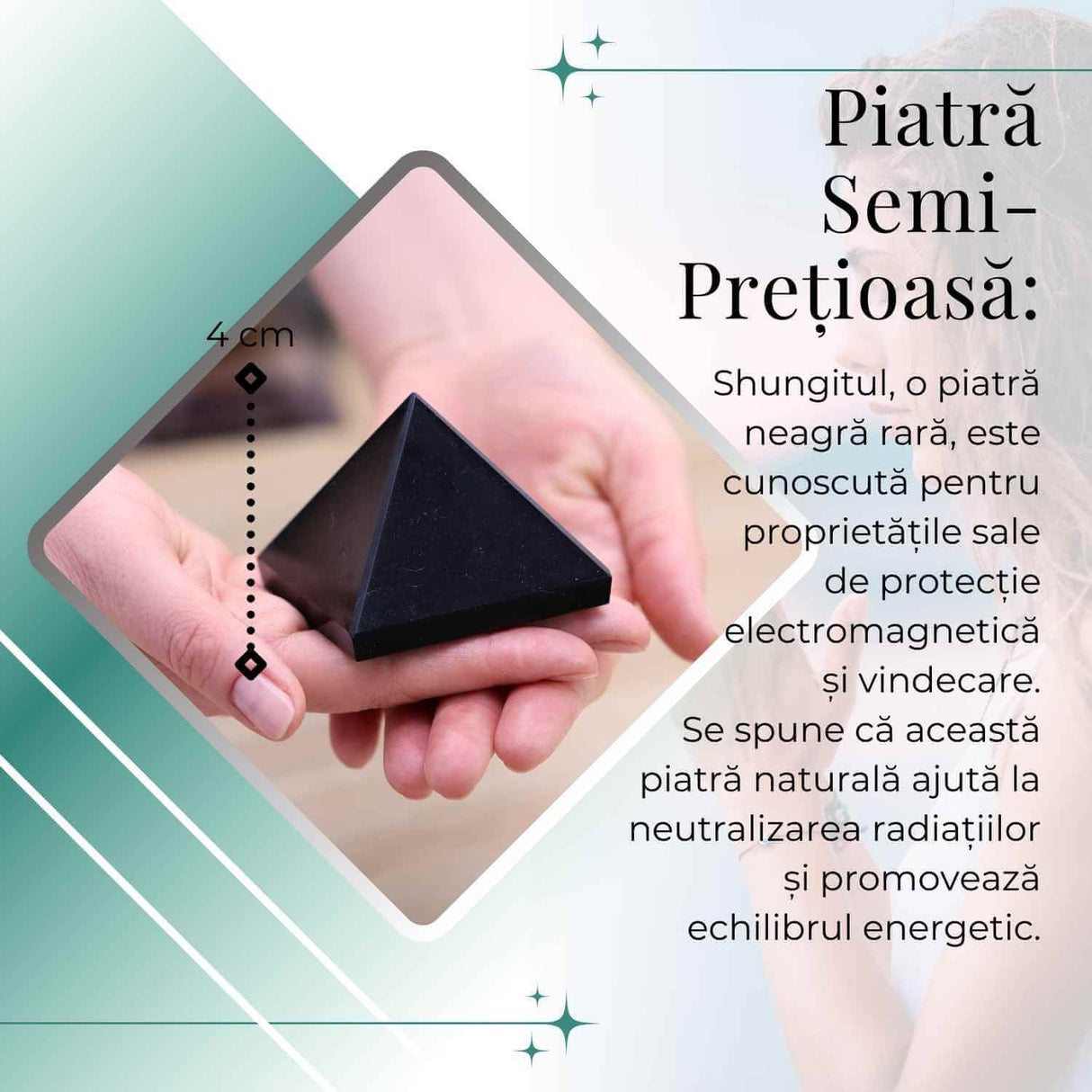 Piramida Sculptata Manual 6x6x5 cm din Shungit Natural