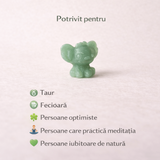 Figurina din aventurin verde, pastratoare de speranta si echilibru interior.