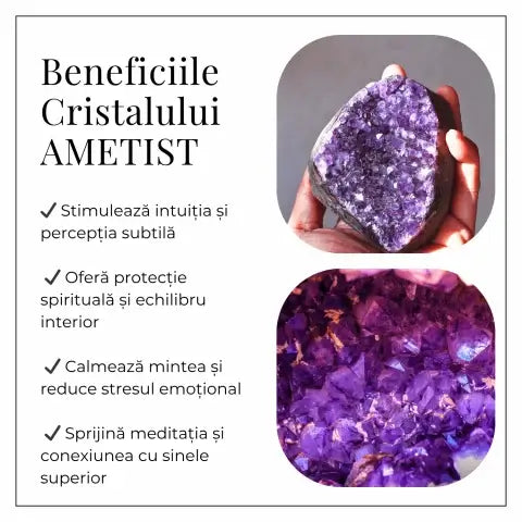 Figurina Pisica din Ametist - Protectie Spirituala, Intuitie si Liniste Interioara