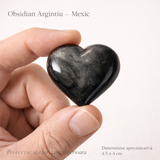 Inima din Obsidian Argintiu Mexic – Protectie si claritate interioara