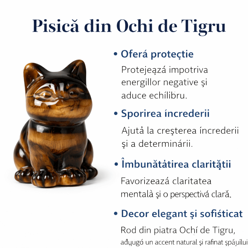 Figurina Pisica din Ochi de Tigru – Protectie, Curaj si Incredere Personala