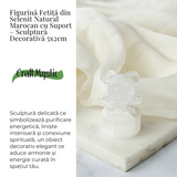 Figurina Fetita din Selenit Natural Marocan cu Suport - Sculptura Decorativa pentru Liniste si Purificare Energetica