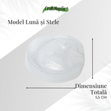 Placa Decorativa din Selenit Natural 5.5cm - Model Luna si Stele pentru Armonie si Claritate Energetica