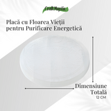 Disc Rotund din Selenit Natural 12cm - Placa Floarea Vietii pentru Purificare si Armonie Energetica