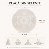 Placa din Selenit Natural cu Cubul lui Metatron – Purificare si Armonie Energetica