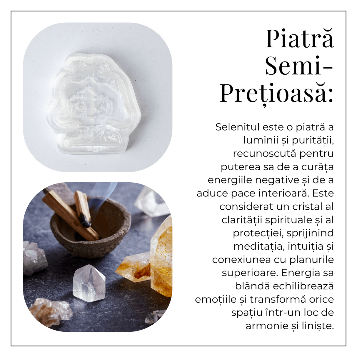 Placa Decorativa din Selenit Natural 5.5 cm - Model Alba ca Zapada - Puritate si Armonie Interioara