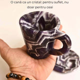 Cana din Ametist Chevron cu suport - Un ritual al rafinamentului spiritual
