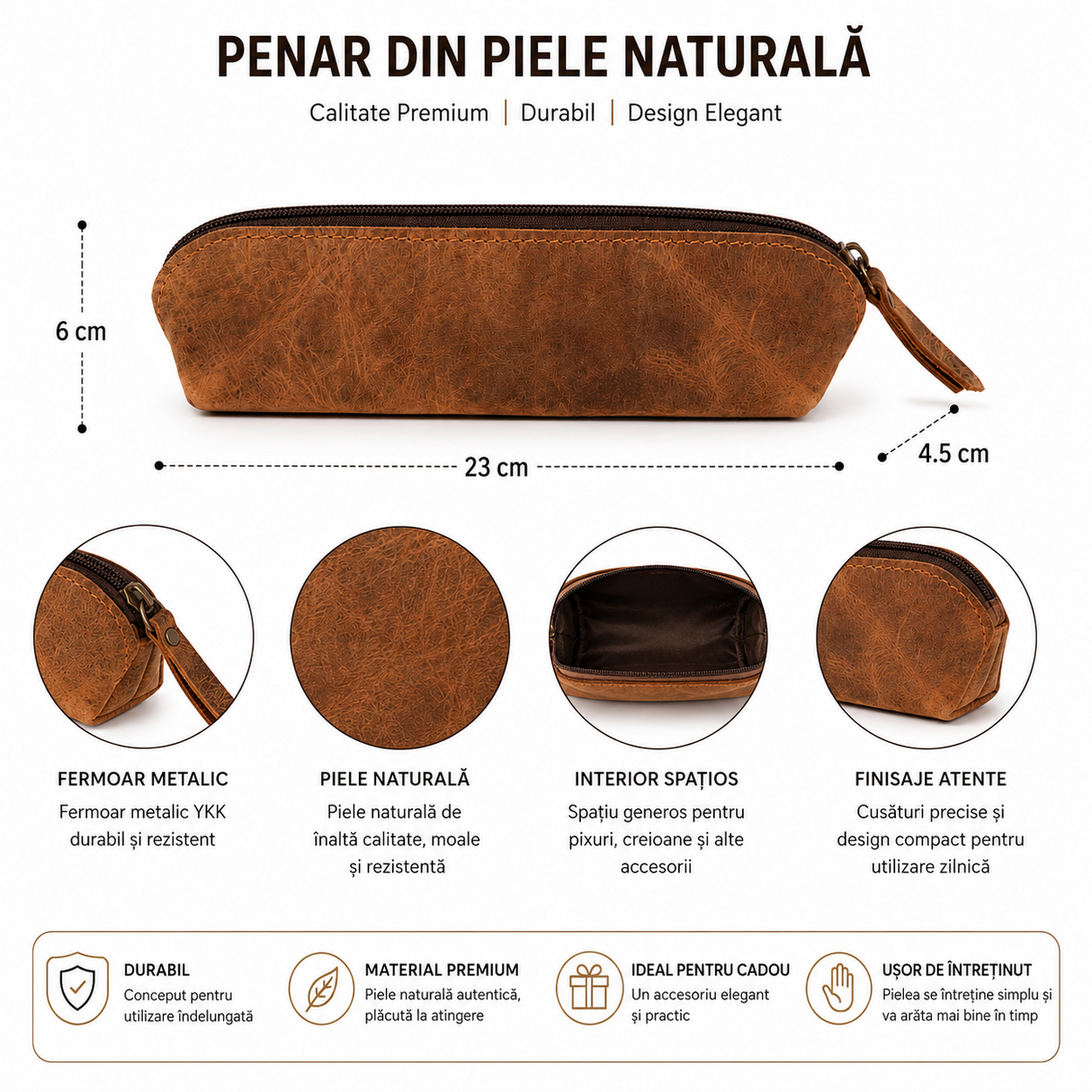 Penar din Piele Naturala Dreptunghiular – Organizare Elegantă si Durabilitate Zilnica
