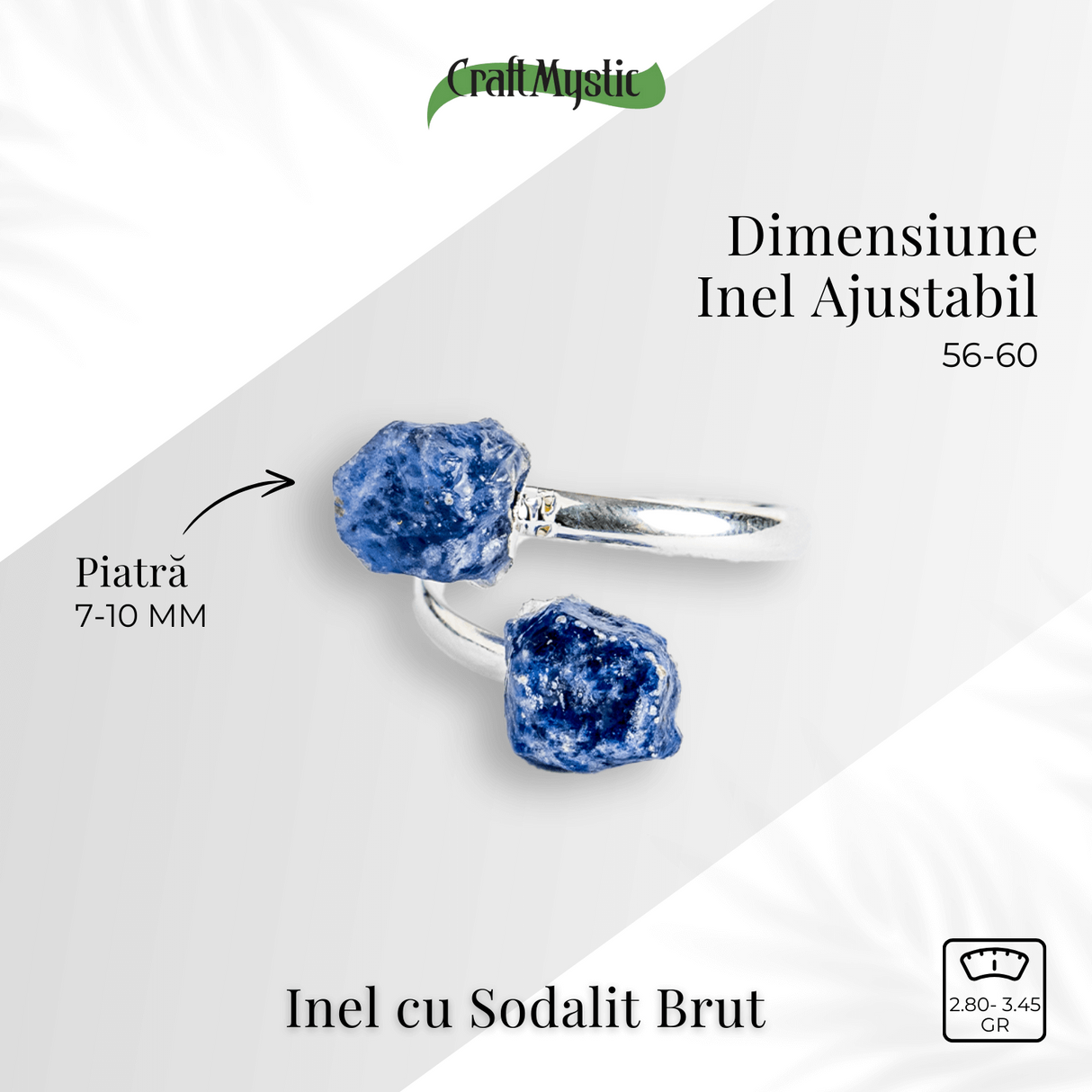 Ghidare si inspiratie - Inel cu dubla piatra sodalit in forma bruta