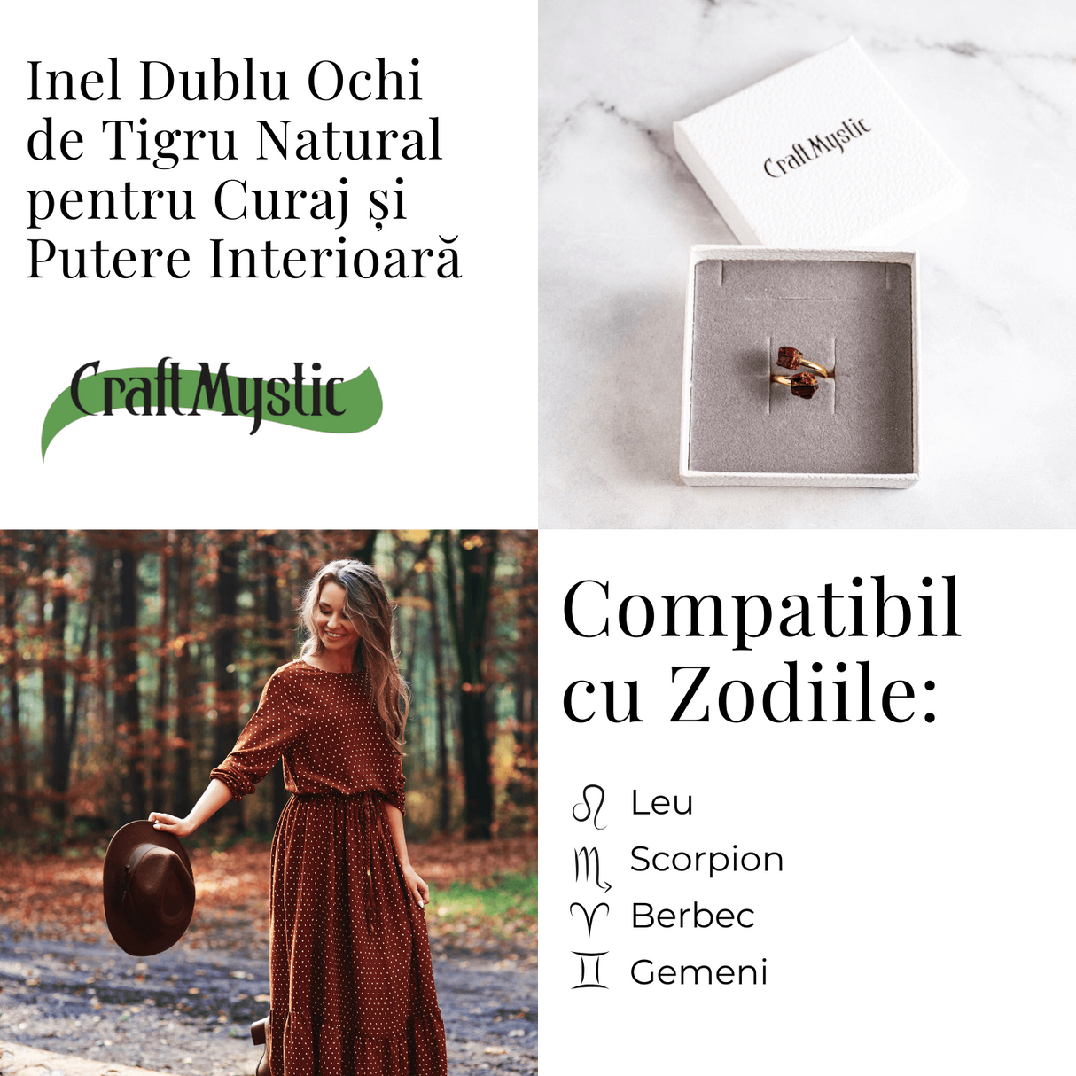 Inelul increderii - Dublu Ochi de tigru pentru curaj si putere interioara