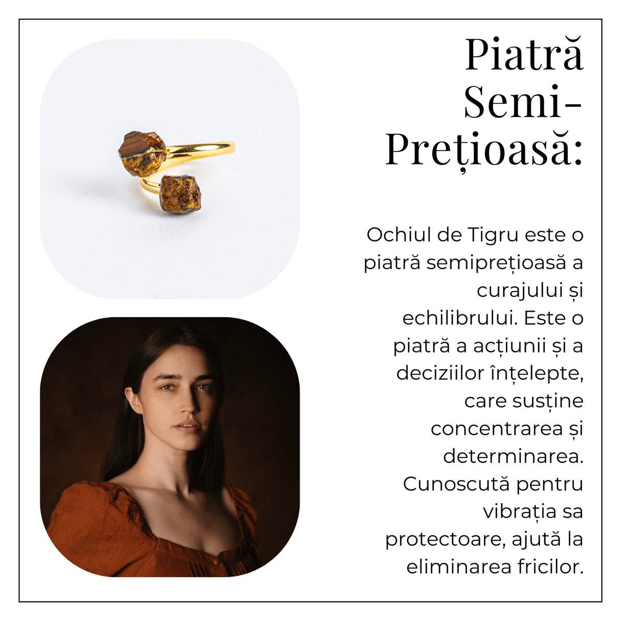 Inelul increderii - Dublu Ochi de tigru pentru curaj si putere interioara