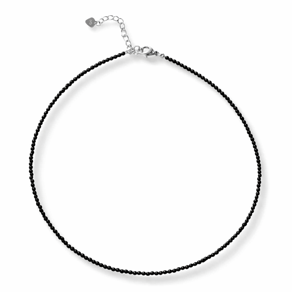 Protectie si Claritate - Choker din Otel Inoxidabil cu Obsidian Natural Fatetat