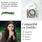 Protectie si Echilibru - Colier Inimă din Obsidian de Gheata si Obsidian Natural