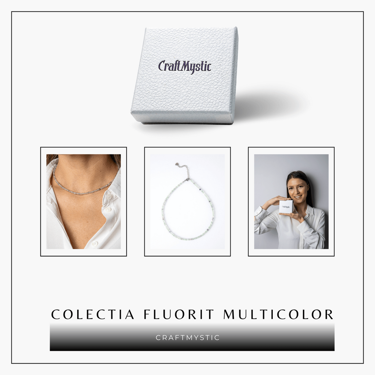 Claritate si Armonie - Choker din Otel Inoxidabil cu Fluorit Multicolor Natural Fatetat 3MM