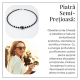Protectie si Echilibru - Colier Inimă din Obsidian de Gheata si Obsidian Natural