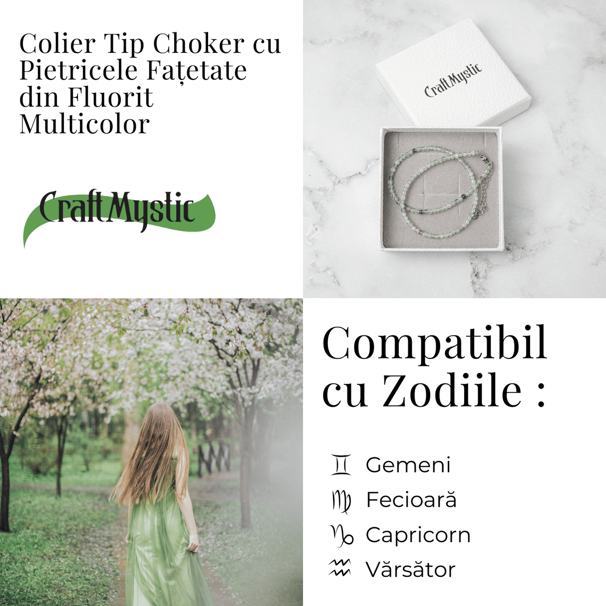Claritate si Armonie - Choker din Otel Inoxidabil cu Fluorit Multicolor Natural Fatetat 3MM