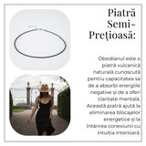 Protectie si Claritate - Choker din Otel Inoxidabil cu Obsidian Natural Fatetat