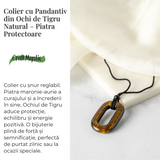 Colier cu Pandantiv Oval din Ochi de Tigru Natural - Putere si Protectie