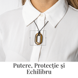 Colier cu Pandantiv Oval din Ochi de Tigru Natural - Putere si Protectie