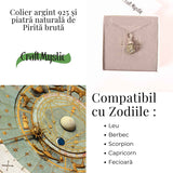 Colier Argint 925 cu Piatra Naturala de Pirita Bruta - Protectie si Energie Abundenta