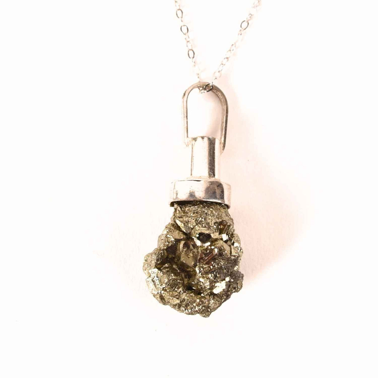 Colier Argint 925 cu Piatra Naturala de Pirita Bruta - Protectie si Energie Abundenta
